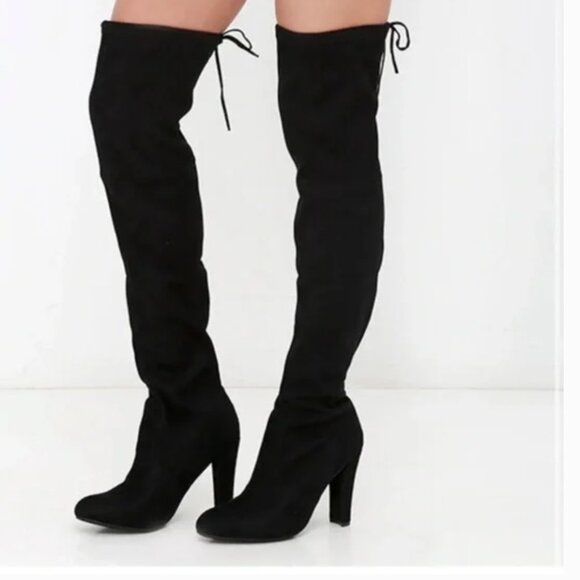 Steve Madden Gorgeous Black Vegan Suede over the knee boots, SIZE: 8 - Picture 1 of 6